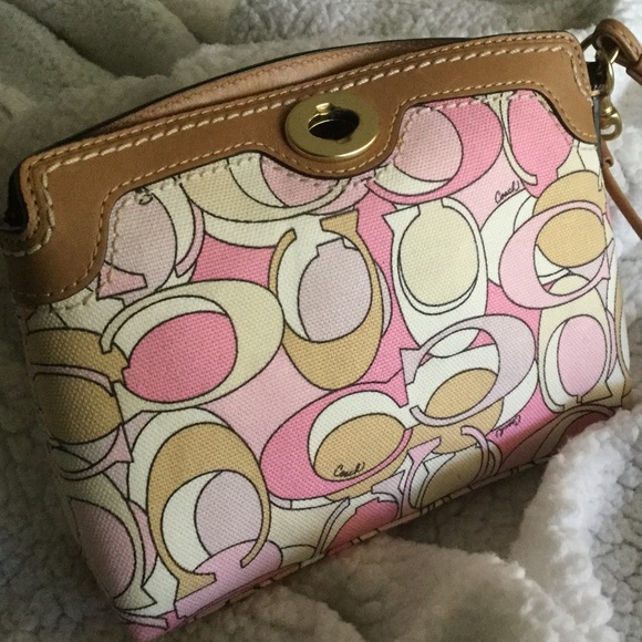 Coach Handbags - NWOT Coach logo wristlet - pink and tan